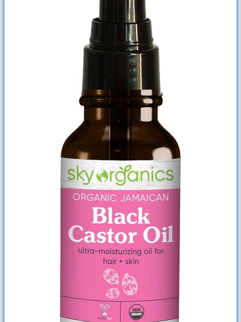 Sky Organics Organic Jamaican Black Castor Oil to moisturize hair and skin
